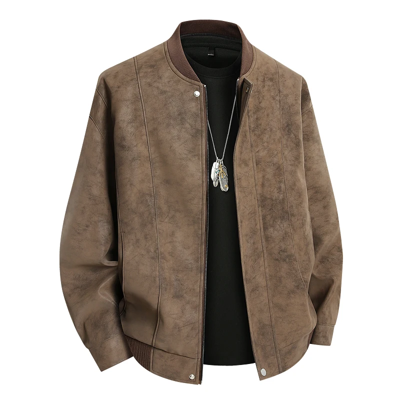 

Leather Jacket Men Suede Coats Spring Windbreaker Oversized 6XL 7XL 8XL Plus Size Street Moto Autumn Brand Waterproof Softshell