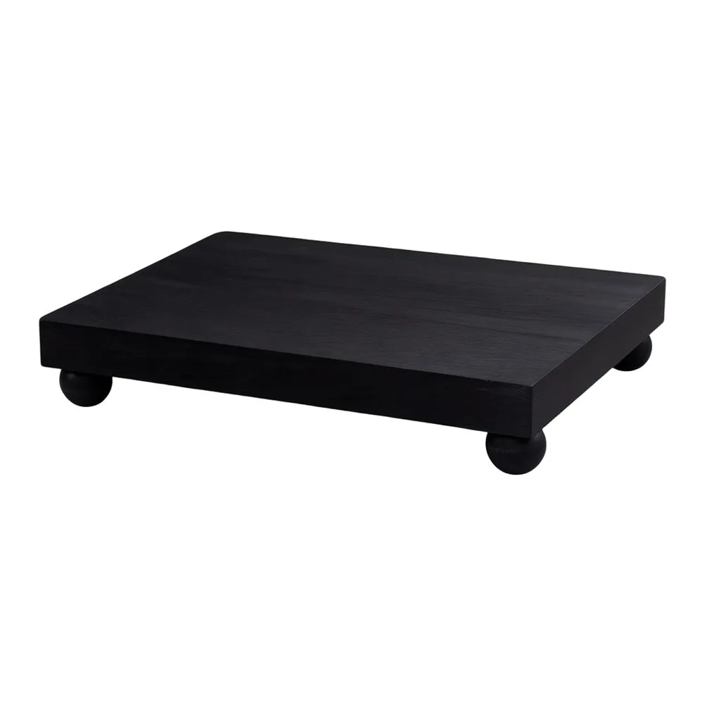 Wooden Tray Black 30.5 cm for L x 17.5 cm W x 4 cm H with Short Feet for Stable Placement and Modern Interior Appeal