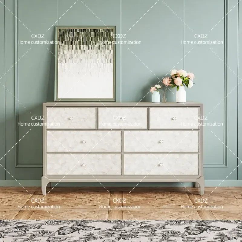 American light luxury shell dining side cabinet modern simple living room seven chest cabinet entrance bedroom storage