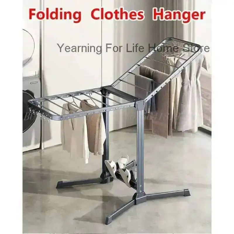 접이식 빨래 건조대, 내구성 있는 액세서리, 옷걸이 스탠드, 나무 바닥, 스테인리스 스틸, 발코니용 높이 조절 가능