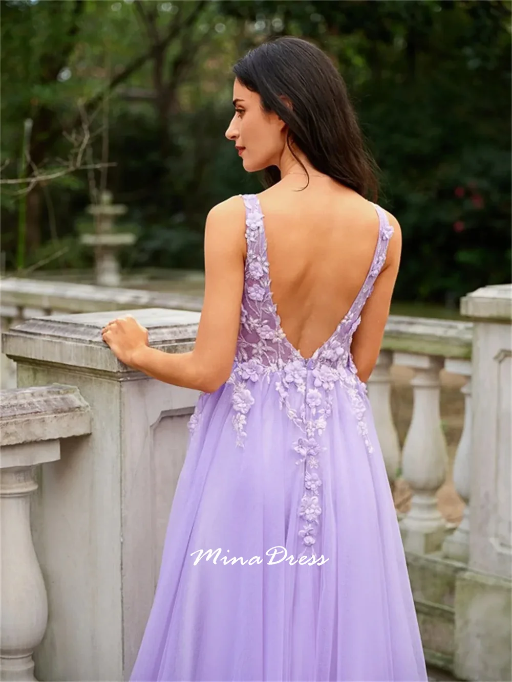 Mina Mouwloze elegante jurken voor feesten 2025, op maat gemaakte rugloze bloesem split brede schouderband galajurk avondfeest