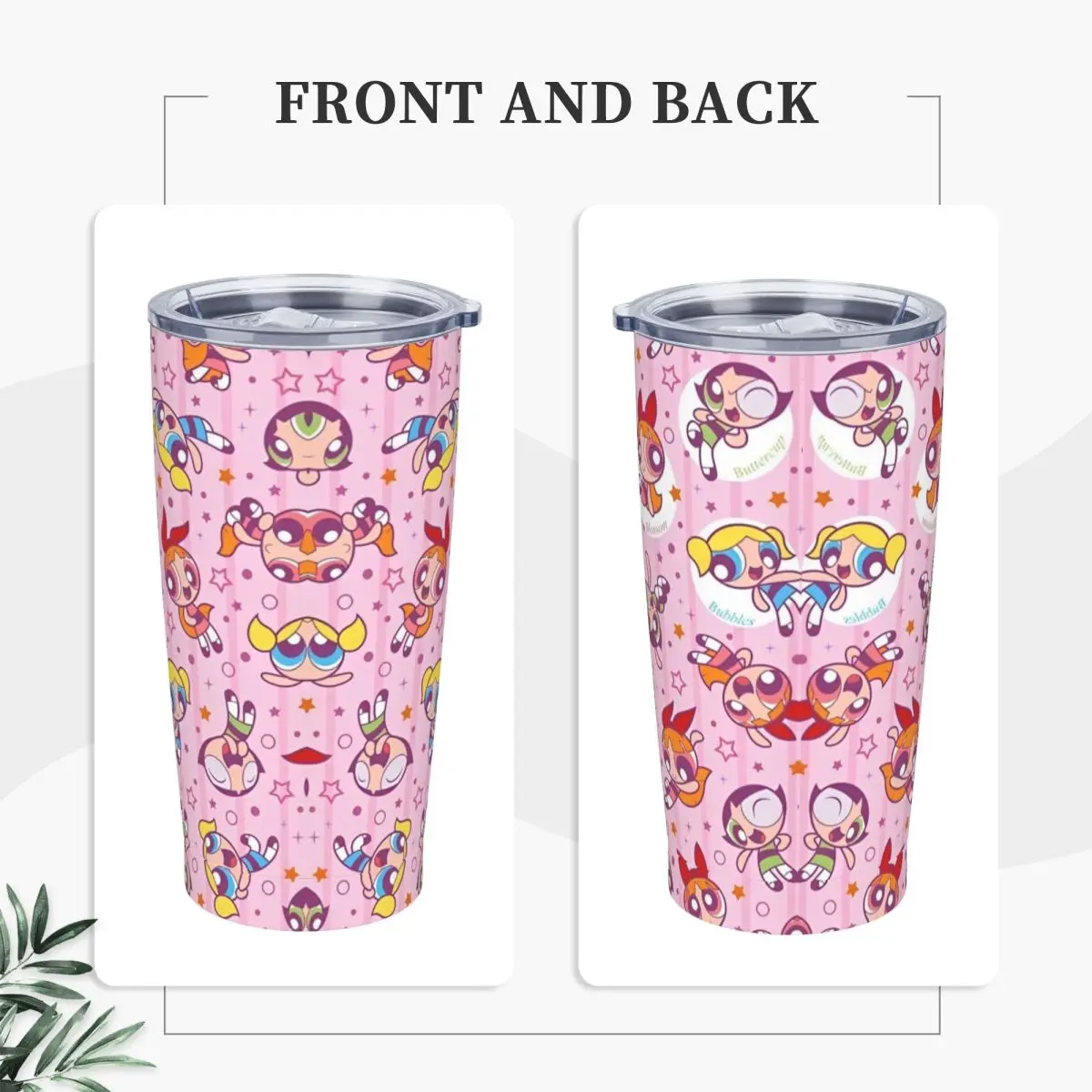 Stainless Steel Tumbler The P-Powerpuffs Girls Coffee Mug Heat Preservation Hot Drinks Car Mugs Beach Graphic Water Bottle