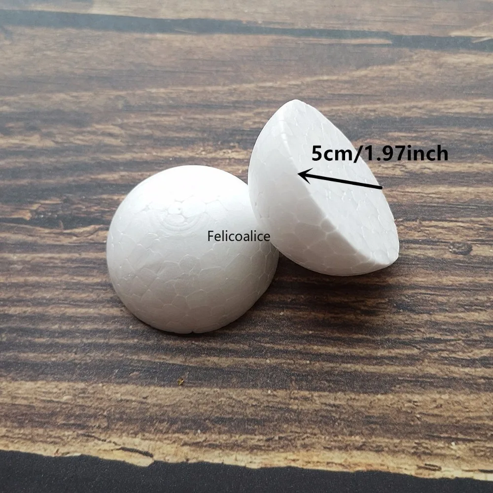 

5cm 200pcs Half Round Solid Polystyrene Styrofoam Foam Balls for Kids Craft DIY 1.97 Inch/50mm Christmas Decorations for Home