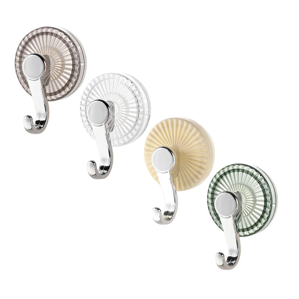 

4pcs Cup Hooks Strong Heavy Duty Bathroom Shower Suction Cups Shower Hooks Hangers Clear Silver Gray Green White Reusable