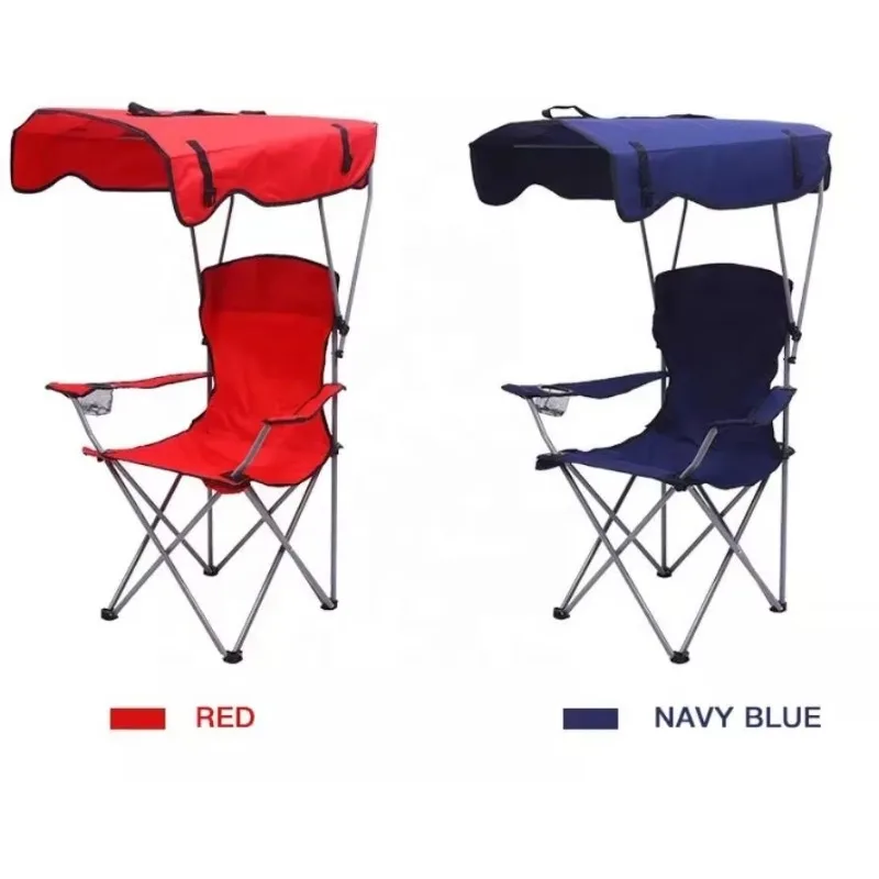 Portable camping beach chair folding lawn chair with canopy awning