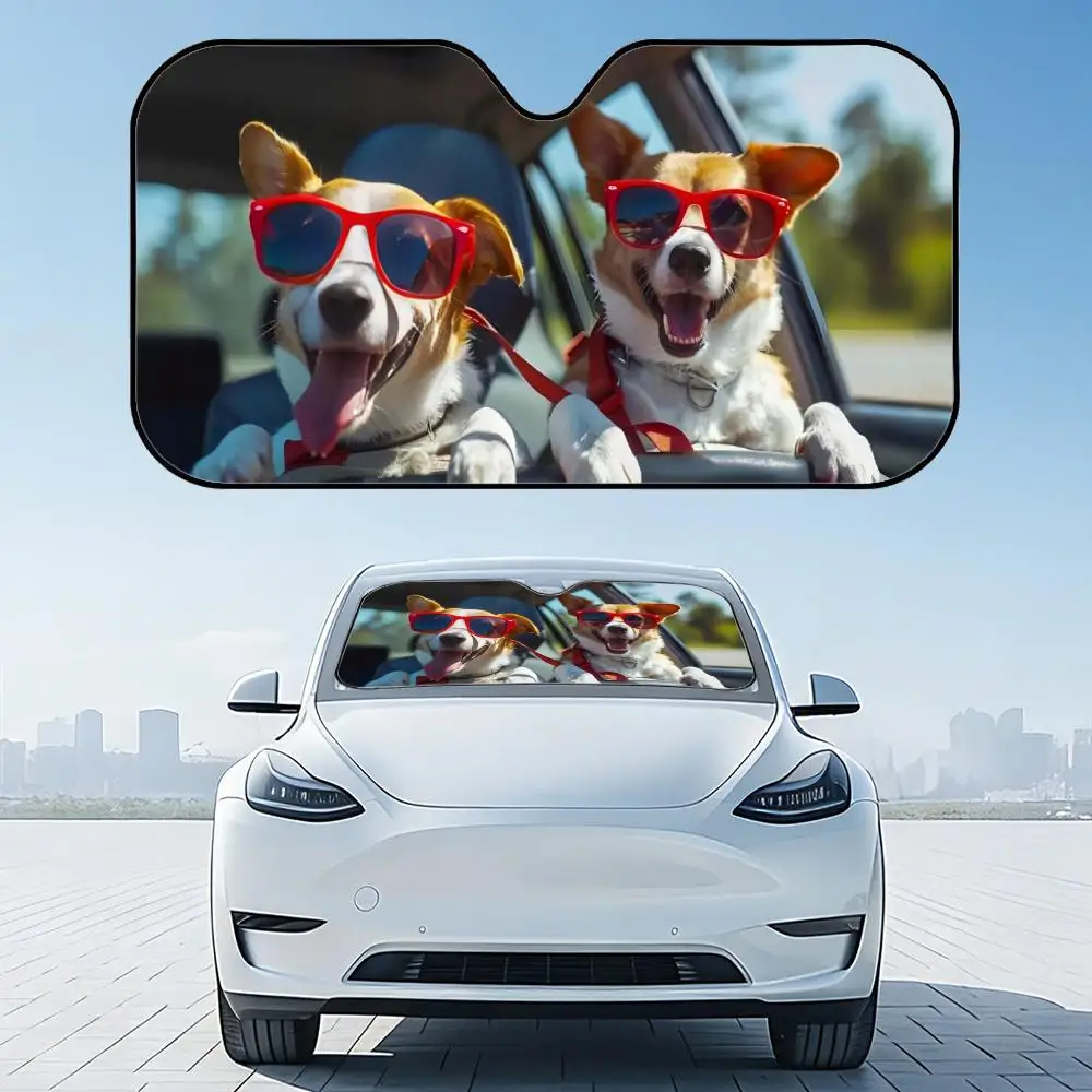 

Jack Russell Terrier Dog Sun Visor Reusable Aluminum Foil Car Windshield Sun Visor UV Protector Heat Insulation Cover Shade