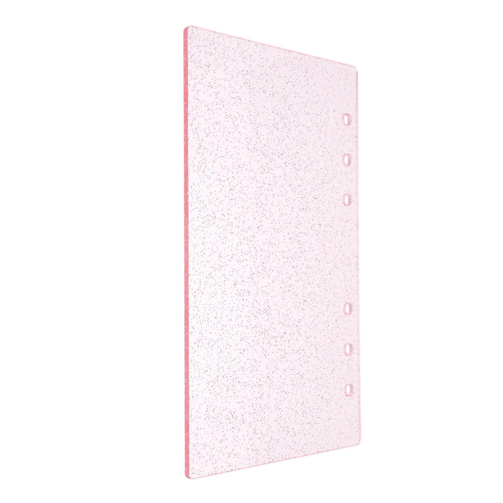

Acrylic Binder Cover 6-hole Loose Leaf Notebook Shell Pink Planner Storage Holes Journal Glittery Stylish Semitransparent