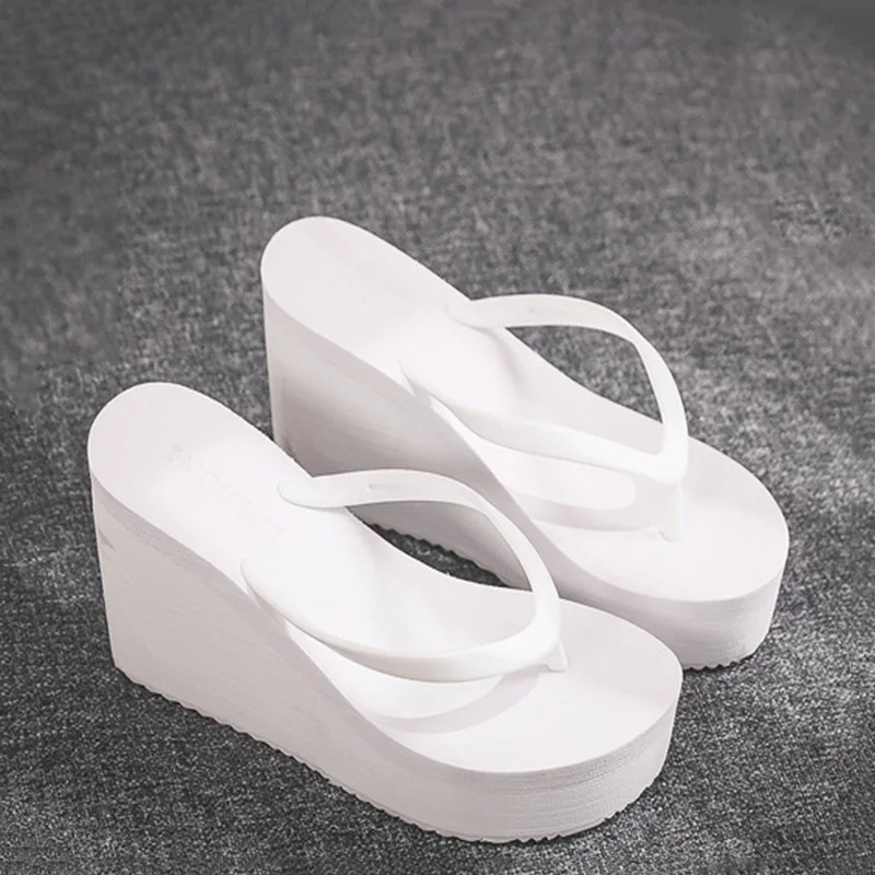 High Heels Slippers Summer Shoes For Women Comfortable Simple Solid Color Women Sandals Platform Slippers