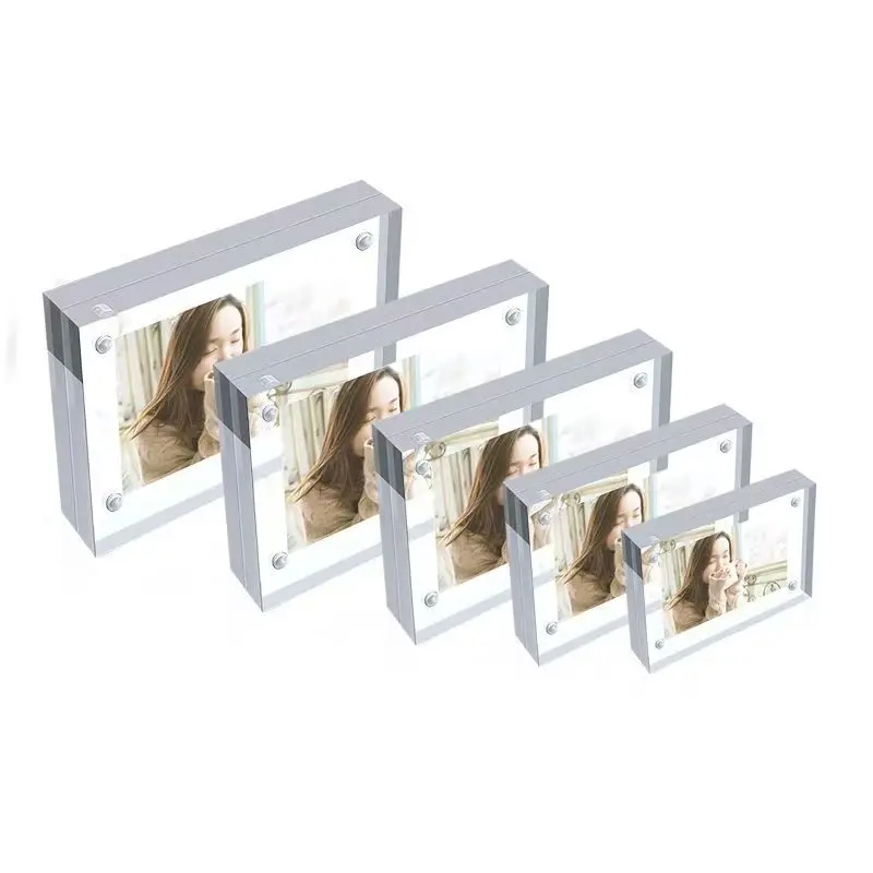 Acrylic Magnetic Photo Frame Display Board, Tabletop Business Card Display Stand, Label Holder, Product Price Tag Holder