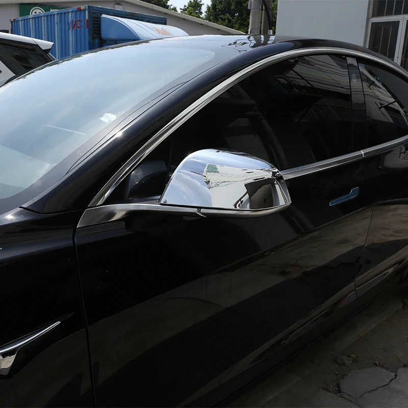 For Tesla model 3 2017-2021 ABS Silver Mirror Cover Protective Cover Decorative Shell Sticker Car Exterior Accessories