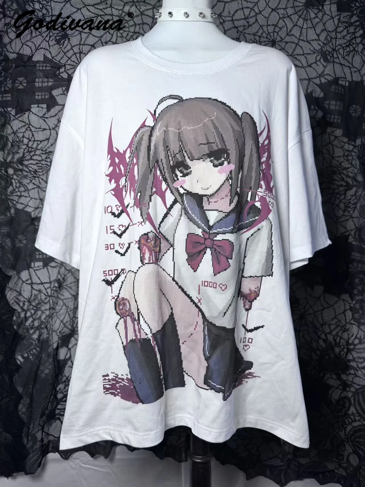 New Spring and Summer Anime Girl Print Subculture Lolita Short-sleeve T-shirt Japanese Style Women's Oversized Cotton Tee Tops