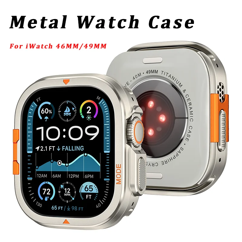 

Zinc Alloy Metal Cover for Apple Watch Ultra 49MM Case Metal Shell for IWatch Series 10 46MM Metal Bumper Frame Protector
