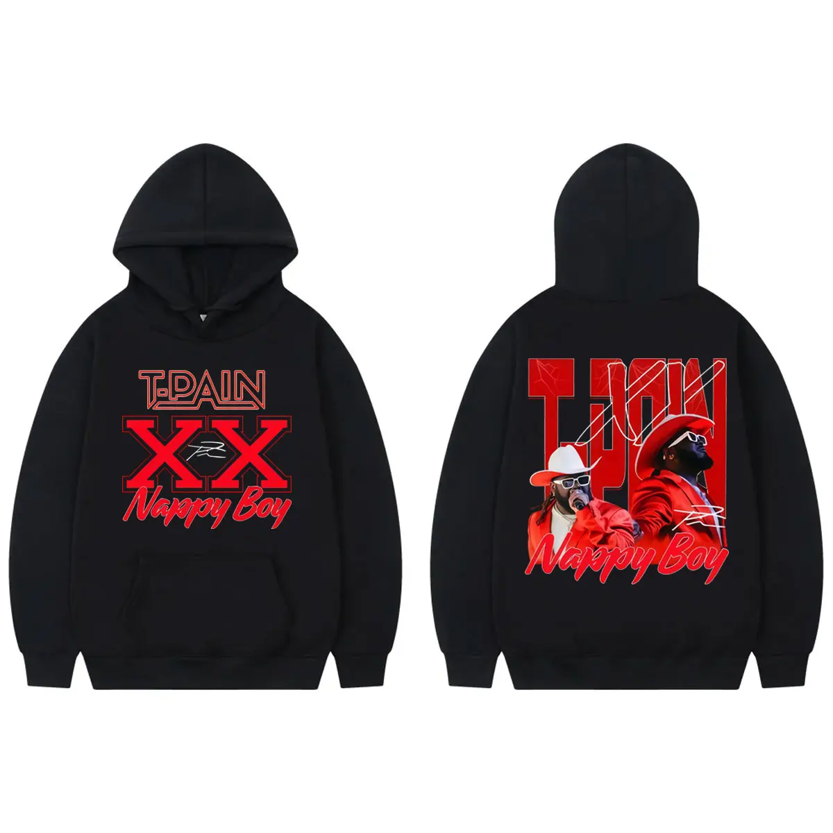 

T-Pain Tour 2025 Double Sided Graphic Hoodie Harajuku Y2k Long Sleeve Sweatshirts Men Women Clothing Fashion Hip Hop Pullovers