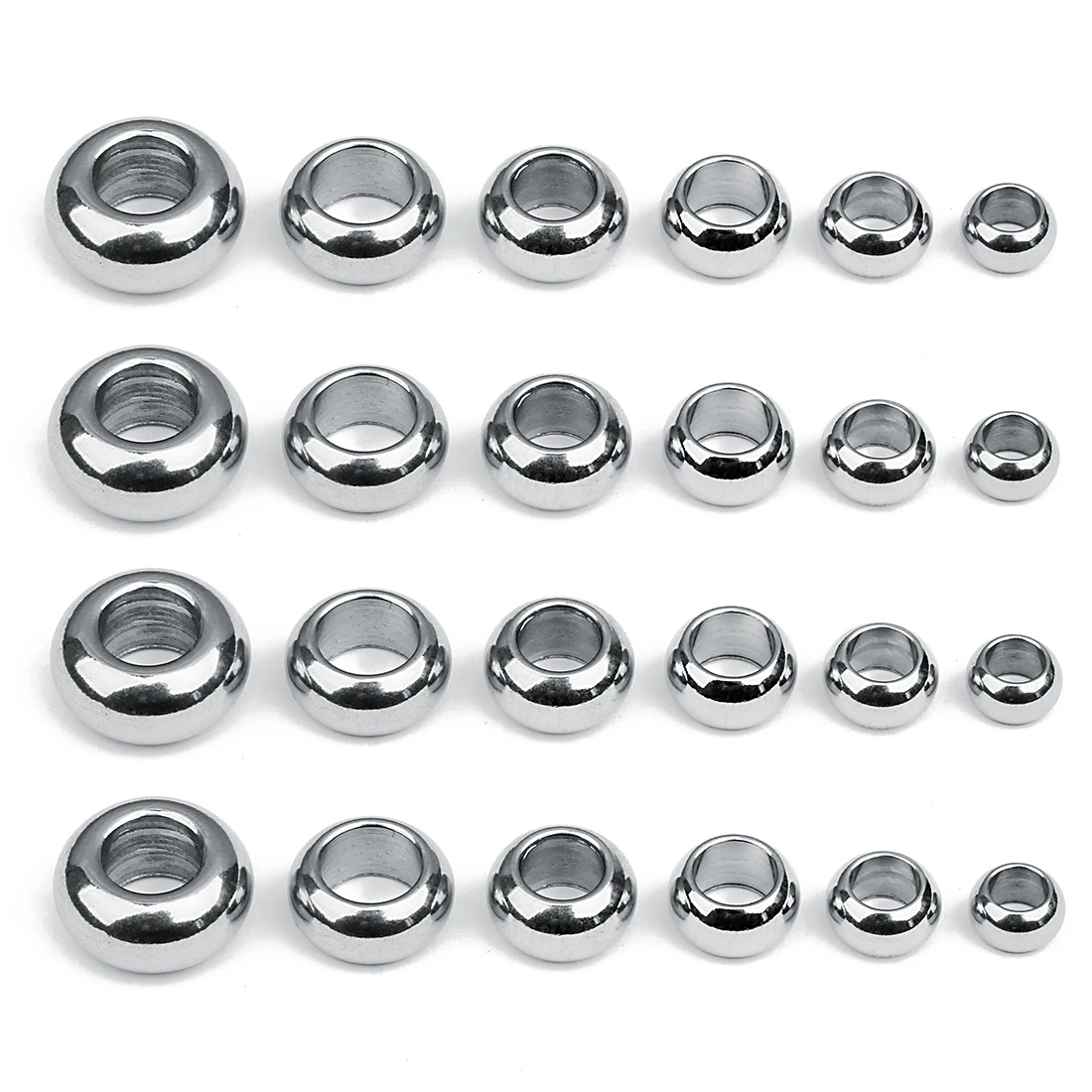 20 teile/los Edelstahl Perlen Großes Loch Runde Lose Spacer Perlen Für Schmuck Machen DIY Charme Armbänder Halskette Zubehör