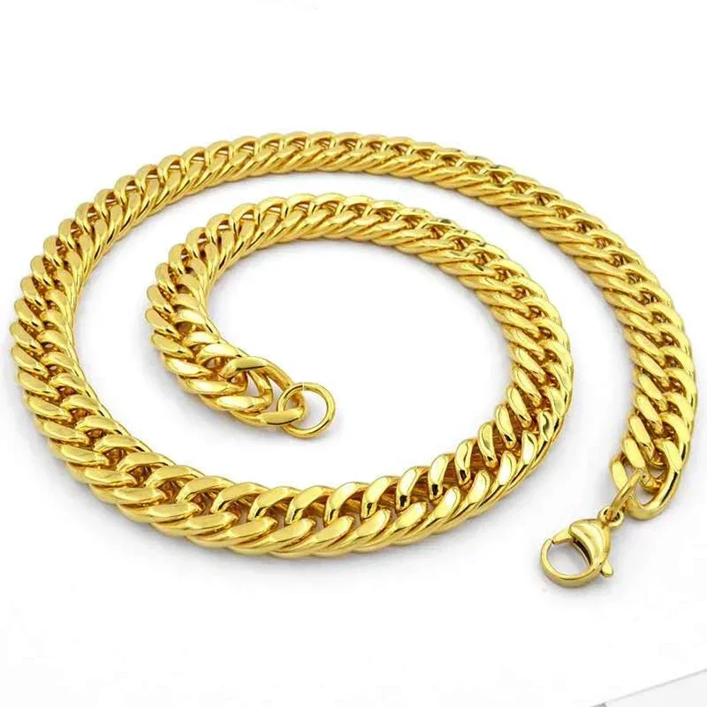 4/6/8/10mm Width 50-90cm Length Stainless Steel Gold Silver Plated Four-Side Chain Men Women Long Necklace Drop Shipping