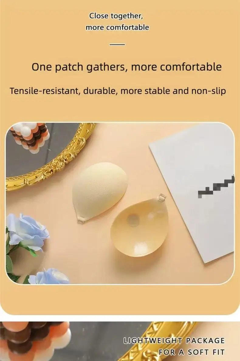 Silicone Invisible Nipple Covers Breathable Thin Push Up Anti-Sweat Lift Up Breast Stickers For Large & Small Chest view 3