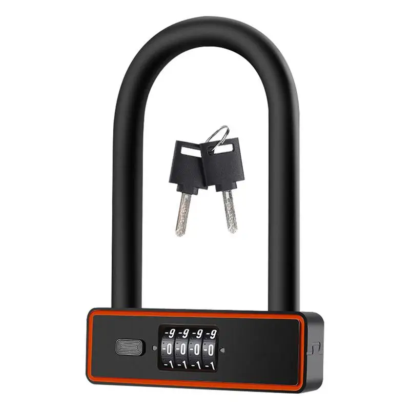 

U-образный замок для велосипеда, мотоцикла, Противоугонный Комбинированный Замок с 2 ключами, безопасный сброс, 4 дюйма, для скутера, универсальный, тяжелый