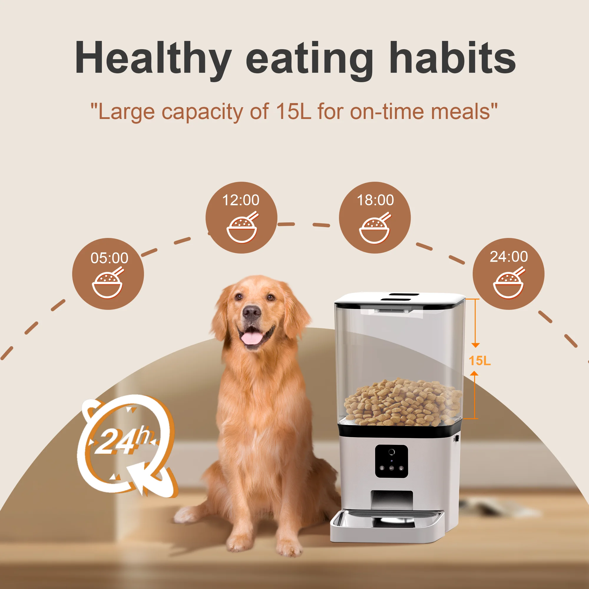 Smart Cat Dog Food Dispenser 15L APP Remote Control Wifi Automatic Cat Feeder TUYA Smart Automatic Pet Feeder with