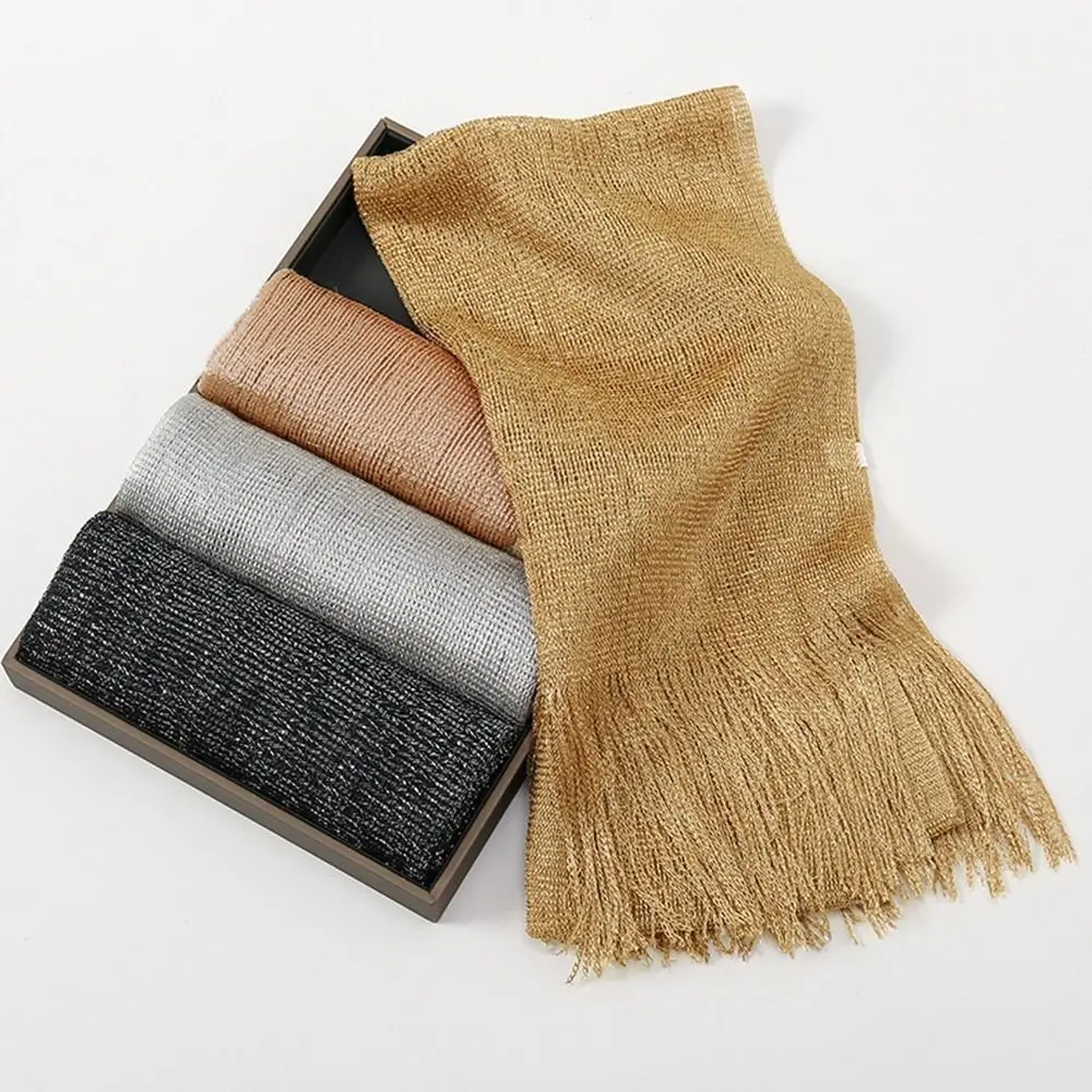 Summer Sun Protection Scarf Gold Silver Temperament Dresses Shawls Tassels Elegant Beach Scarves for Women
