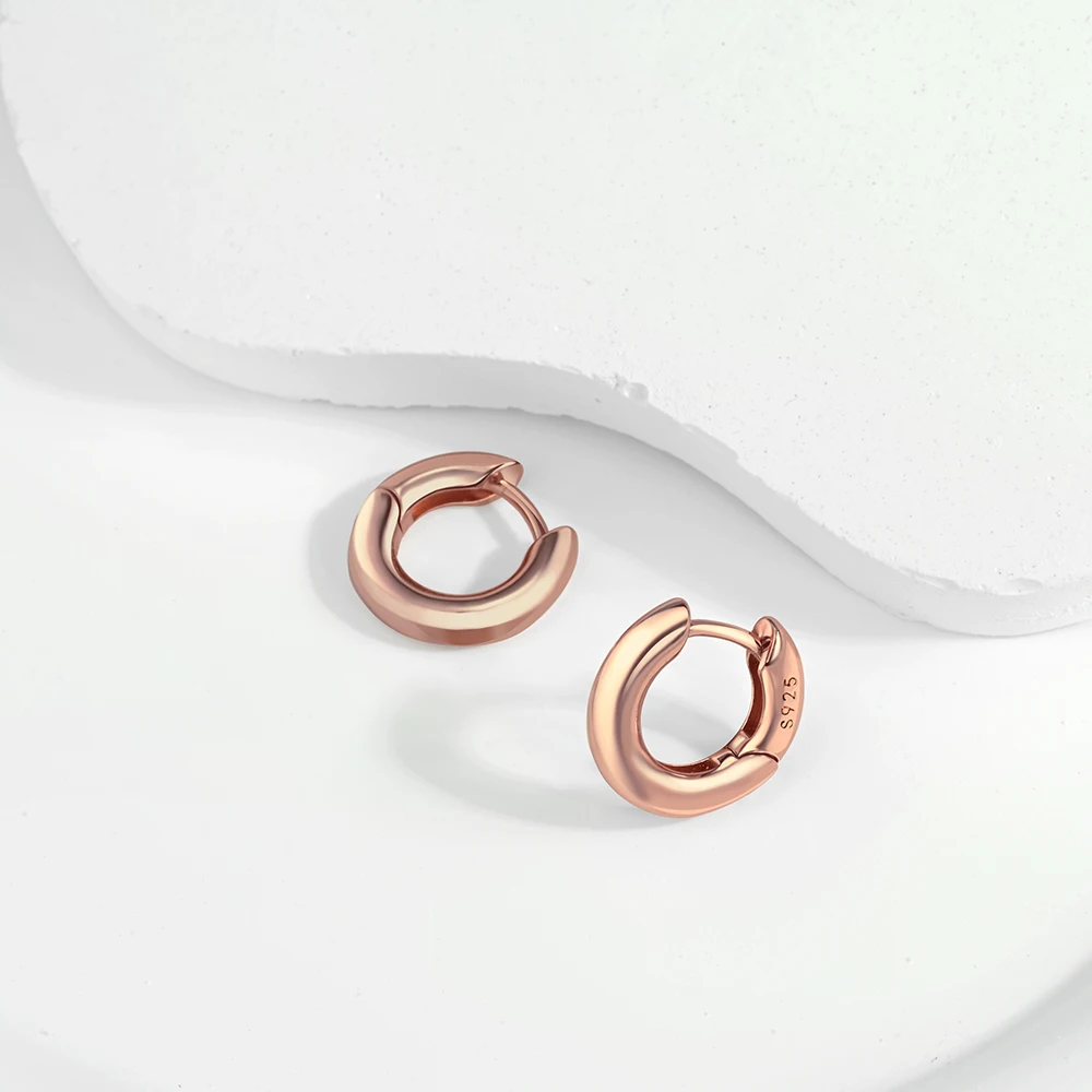 Simple 925 Silver Circle Hoop Earrings Girl Rose Gold & Gold Color Elegant Office Style Classic Earrings Accessories