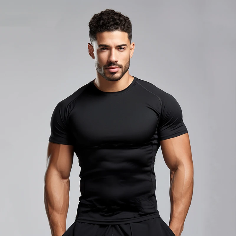 

Men Compression Running T Shirt Fitness Tight Short Sleeve Tshirt Training Jogging Shirts Gym Sportswear Quick Dry Rashgard