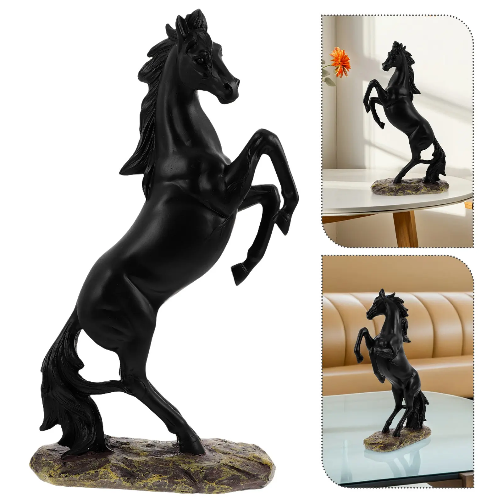 Premium Resin Standing Horse Statue Lifelike Design European Style Timeless Aesthetic Living Room Shelf Desktop Decoration