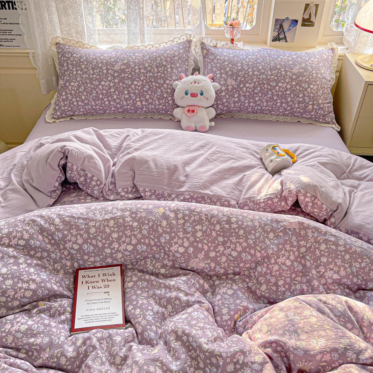 INS Princess Bedding Set Ruffle Lace Quilt Cover Romantic Bedclothes Woman Girls Home Decor Duvet Cover Set Korean Style Floral