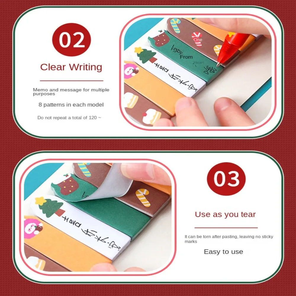 120 Sheets Christmas Sticky Notes Cartoon Notepad Label Note Cute Index Planner Sticker Christmas Memo Pad School Office
