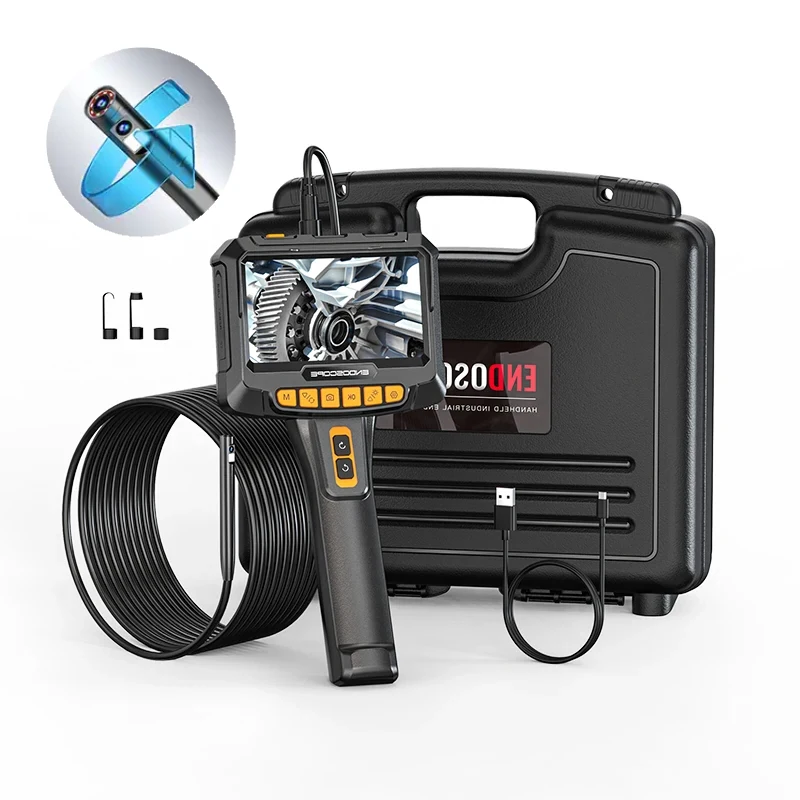 Dual Rotary Articulated Automotive Boroscope Channel Sewer Pipe Inspection Endoscope Camera Joint For Cars Rotary 360° 1080p