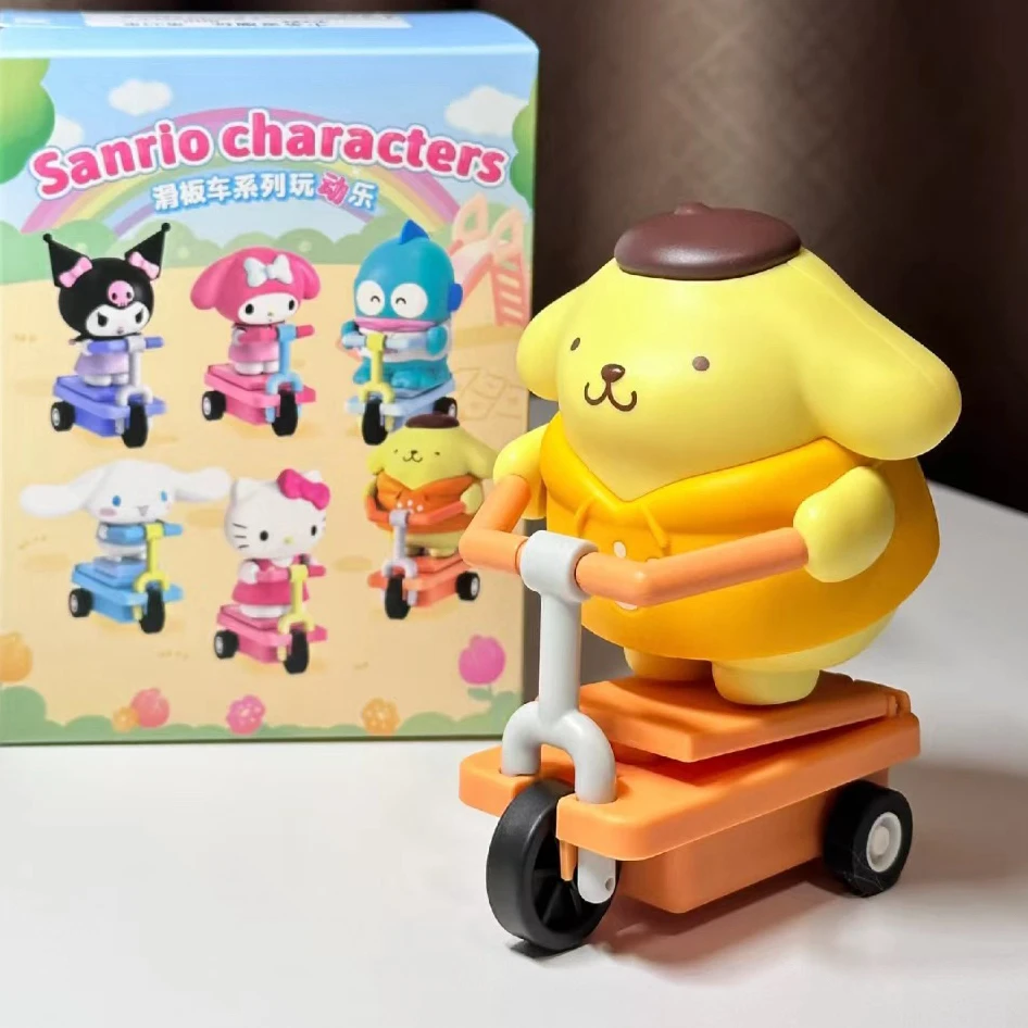 Authentic Sanrio Family Scooter Series Blind Box Toys Gift Anime Figures Hellokitty Pochacco Hangyodon Desktop Ornament For Kids