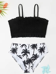 2026 Print Strappy High Waist Bikini Girls Swimsuit Kids Swimwear Female Children's Bathers Bathing Swimming Swim Suit Beachwear