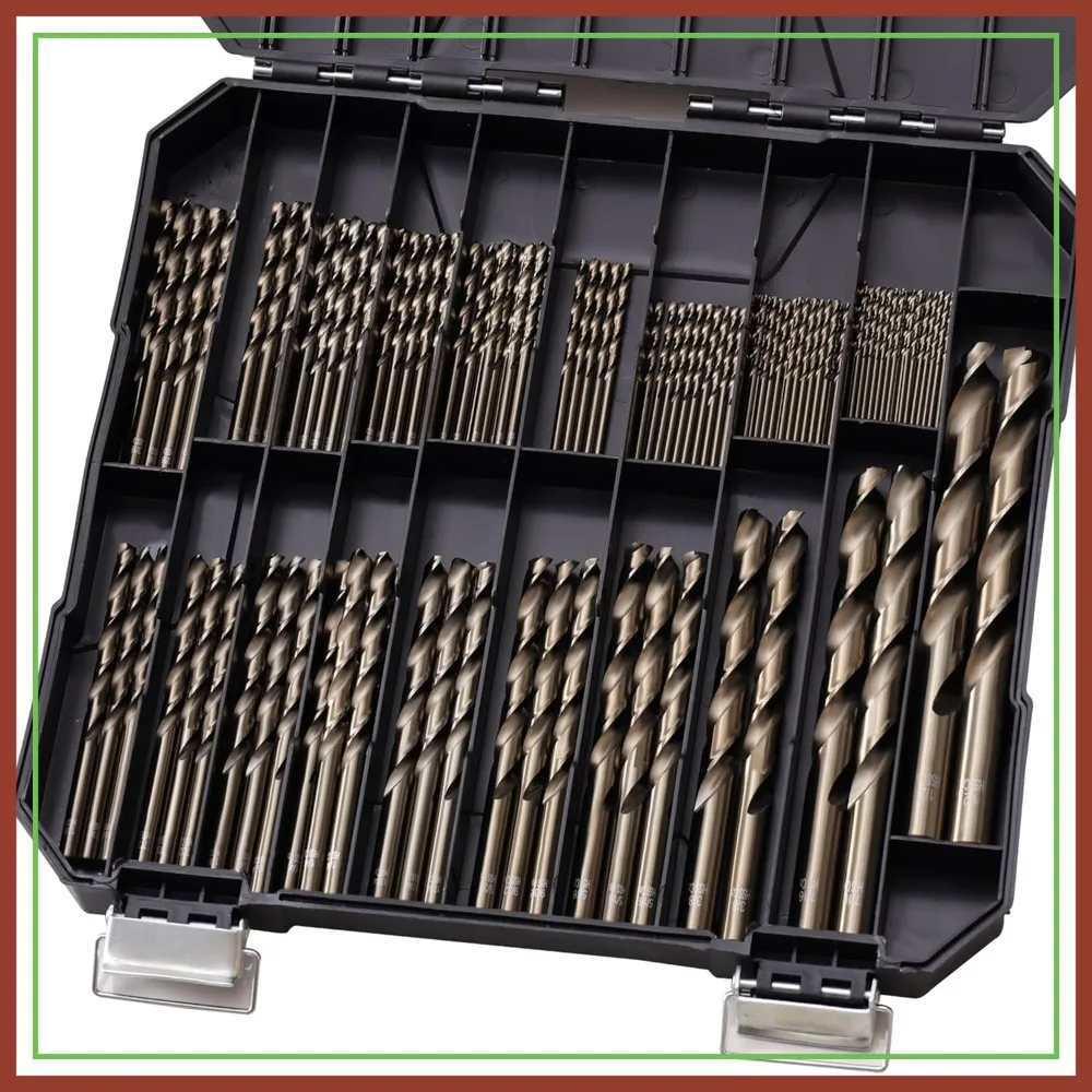 

122Pcs Cobalt Drill Bits Set 1/16-1/2 inch M35 HSS Twist Jobber for Hardened Metal Stainless Steel with Case