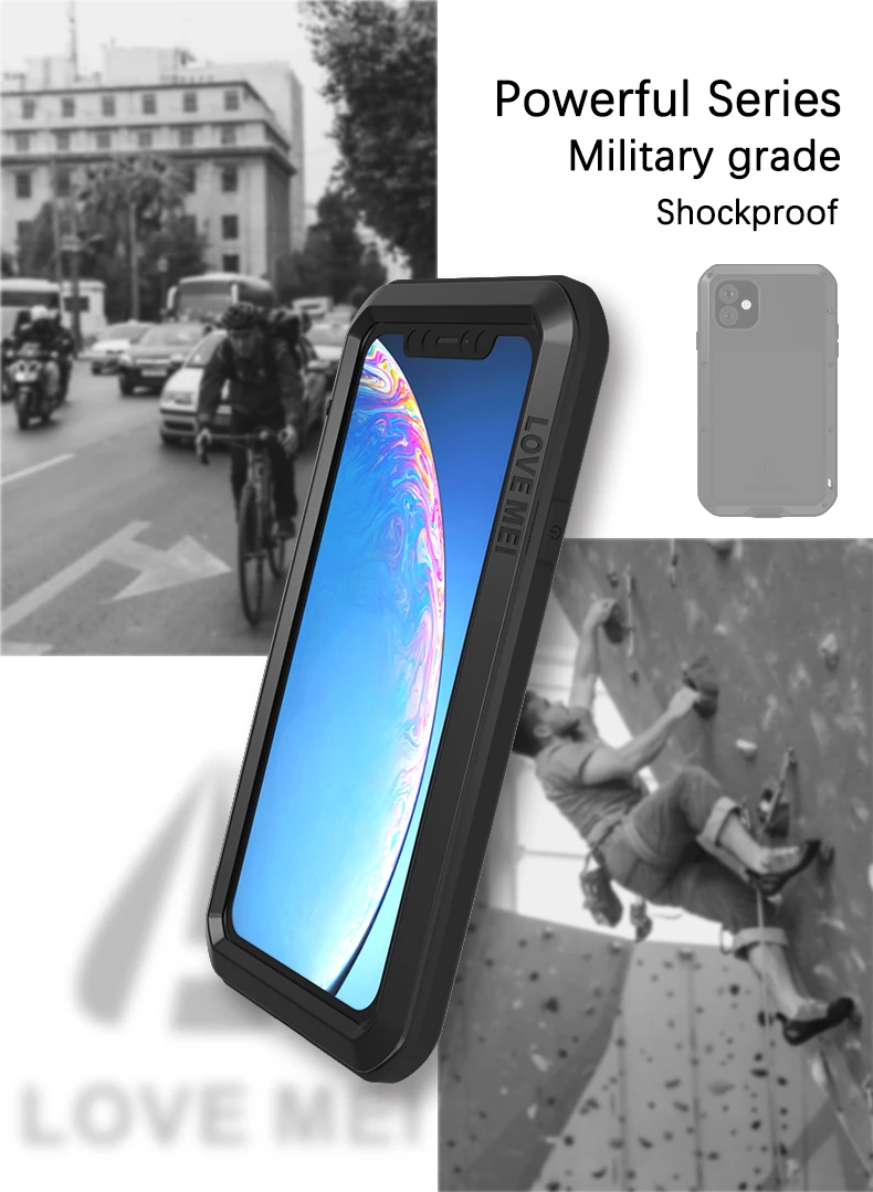 LOVE MEI Aluminum Dustproof Shockproof Phone Case For iPhone 15 14 13 16 Pro Max Heavy Duty 360 Full Protection Doom Armor Cover