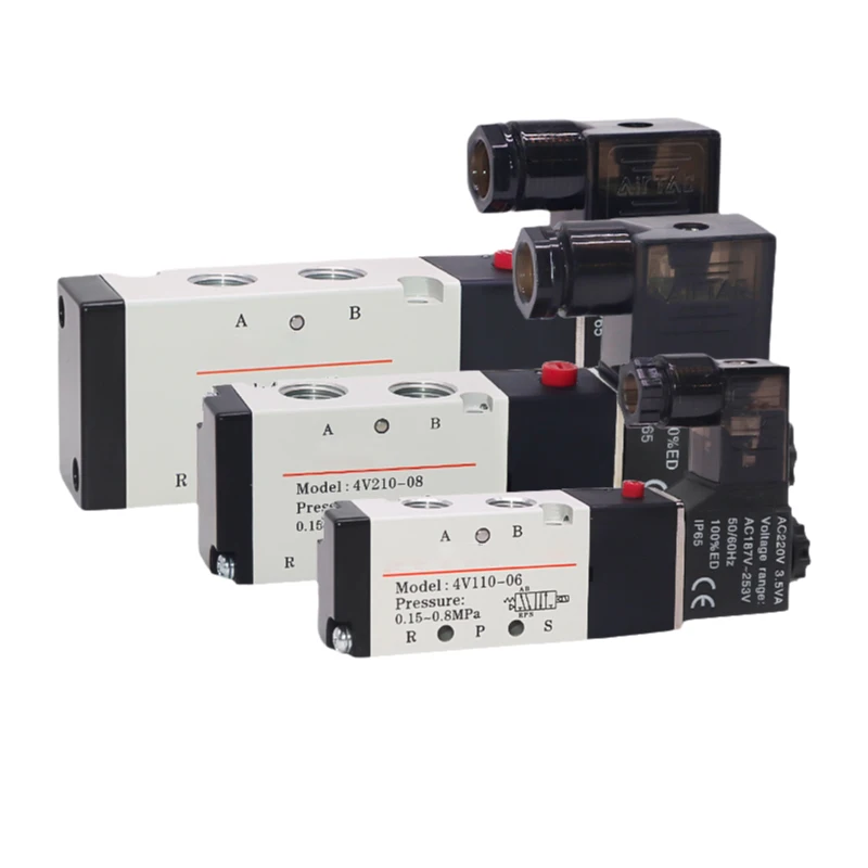 

Pneumatic Electric Solenoid Valve 5 Way 2 Position Control Air Gas Magnetic 4V410-15 DC12V DC24V AC220V AC110V Air valve