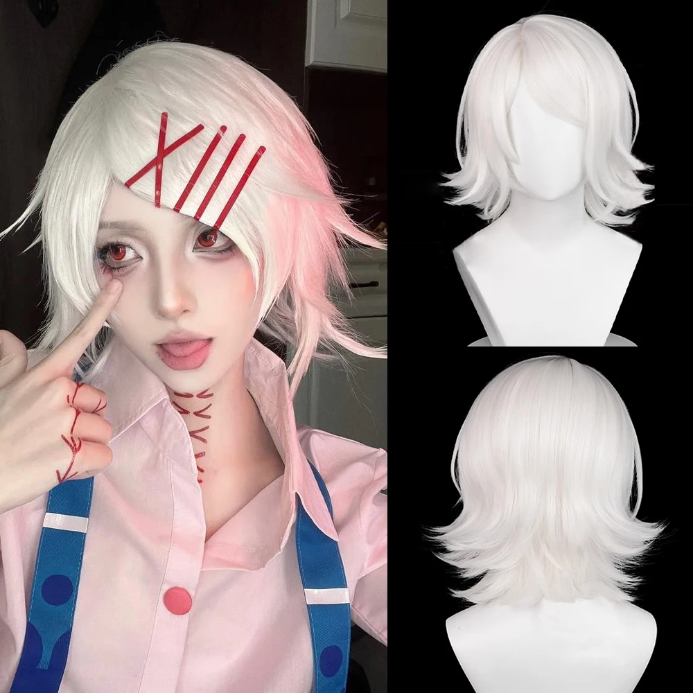 

Мужской белый парик для косплея в стиле аниме с челкой, синтетический короткий прямой пушистый термостойкий парик для повседневной вечеринки