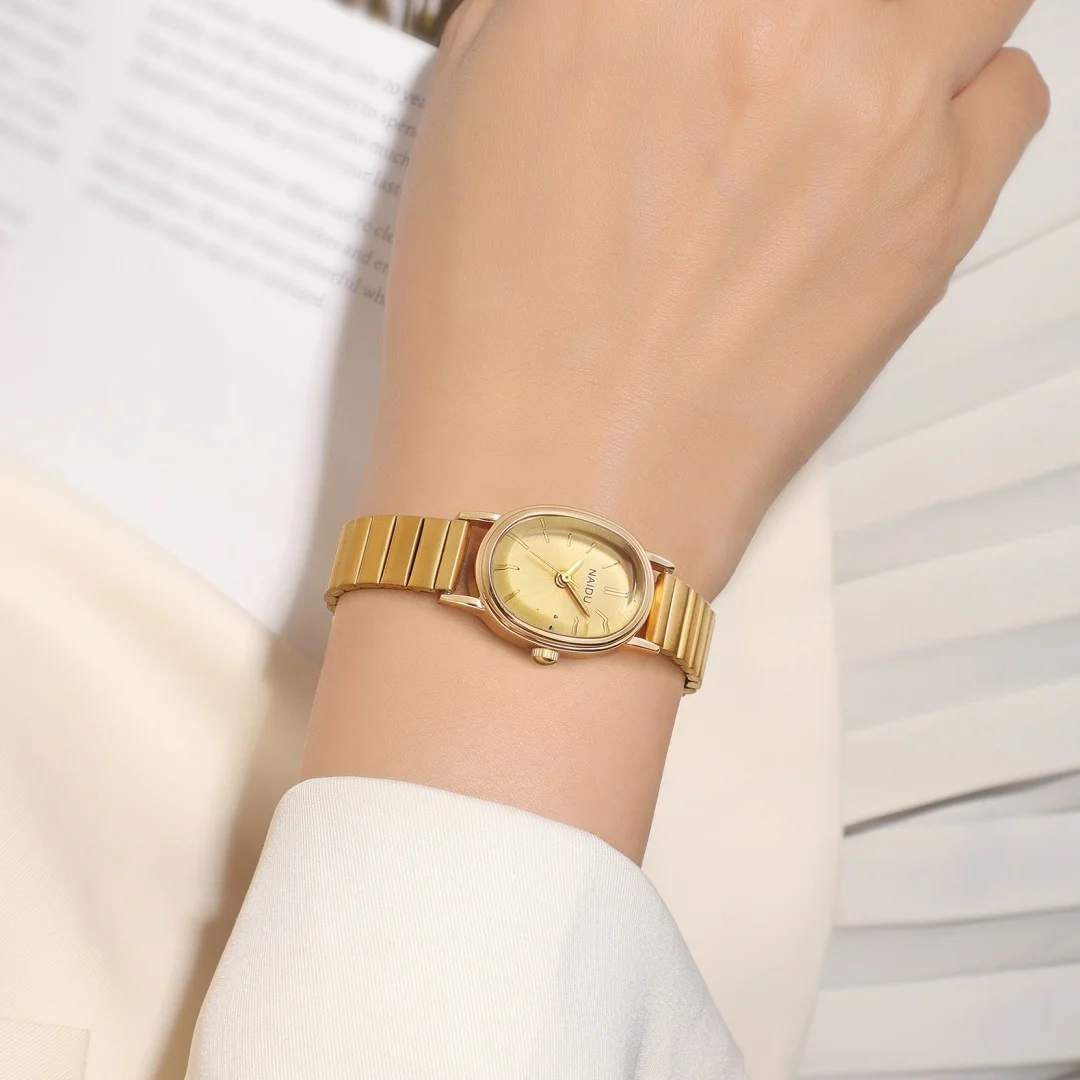 Oval minimalista senhoras relógios ajustável pulseira de aço inoxidável relógio de pulso de quartzo pulseira de ouro vestido relógio para mulher relojes