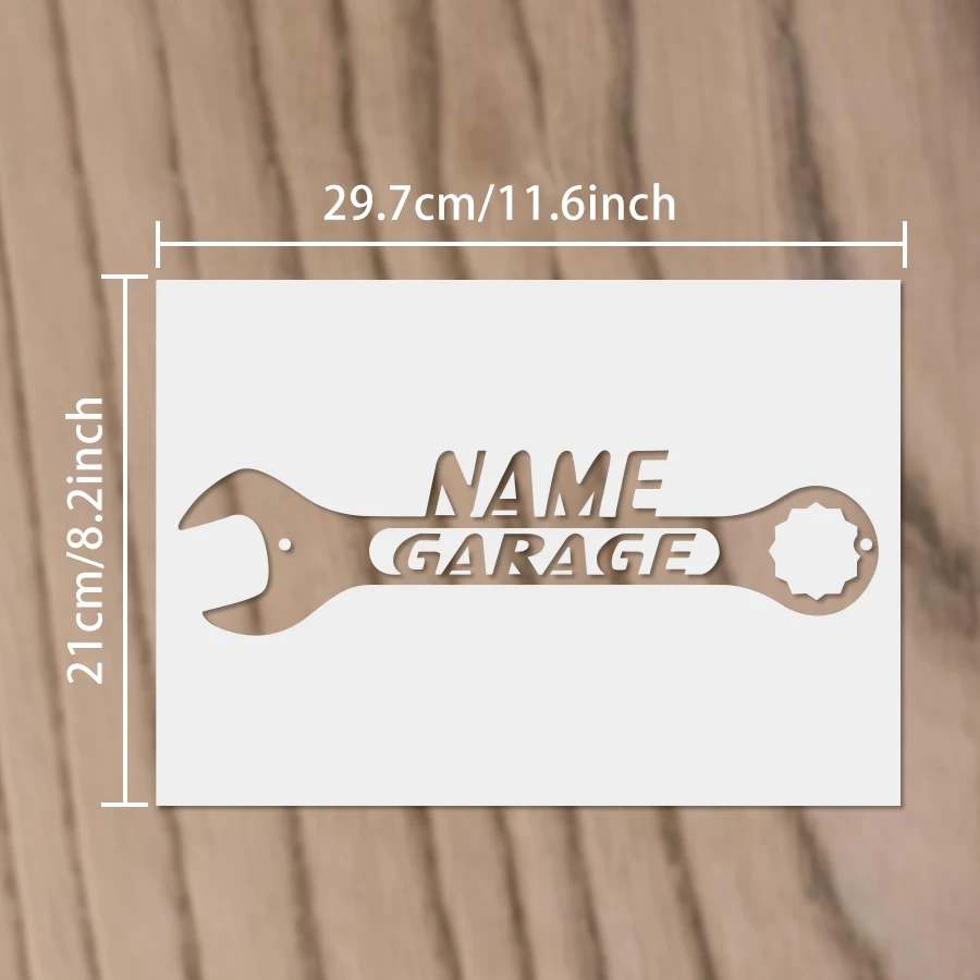 1PC A4 (11.7×8.3inch) Garage Wrench Lettering Stencil, DIY Custom Name Template for Wall Art, Wood, Crafts, Sign Making