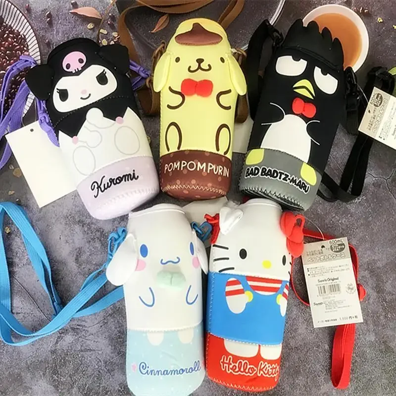 

Kawaii Cartoon Water Bottle Bag Cute Cinnamoroll My Melody Kuromi Pochacco Water Cup Cover Outdoor Travel Portable Kids Gift