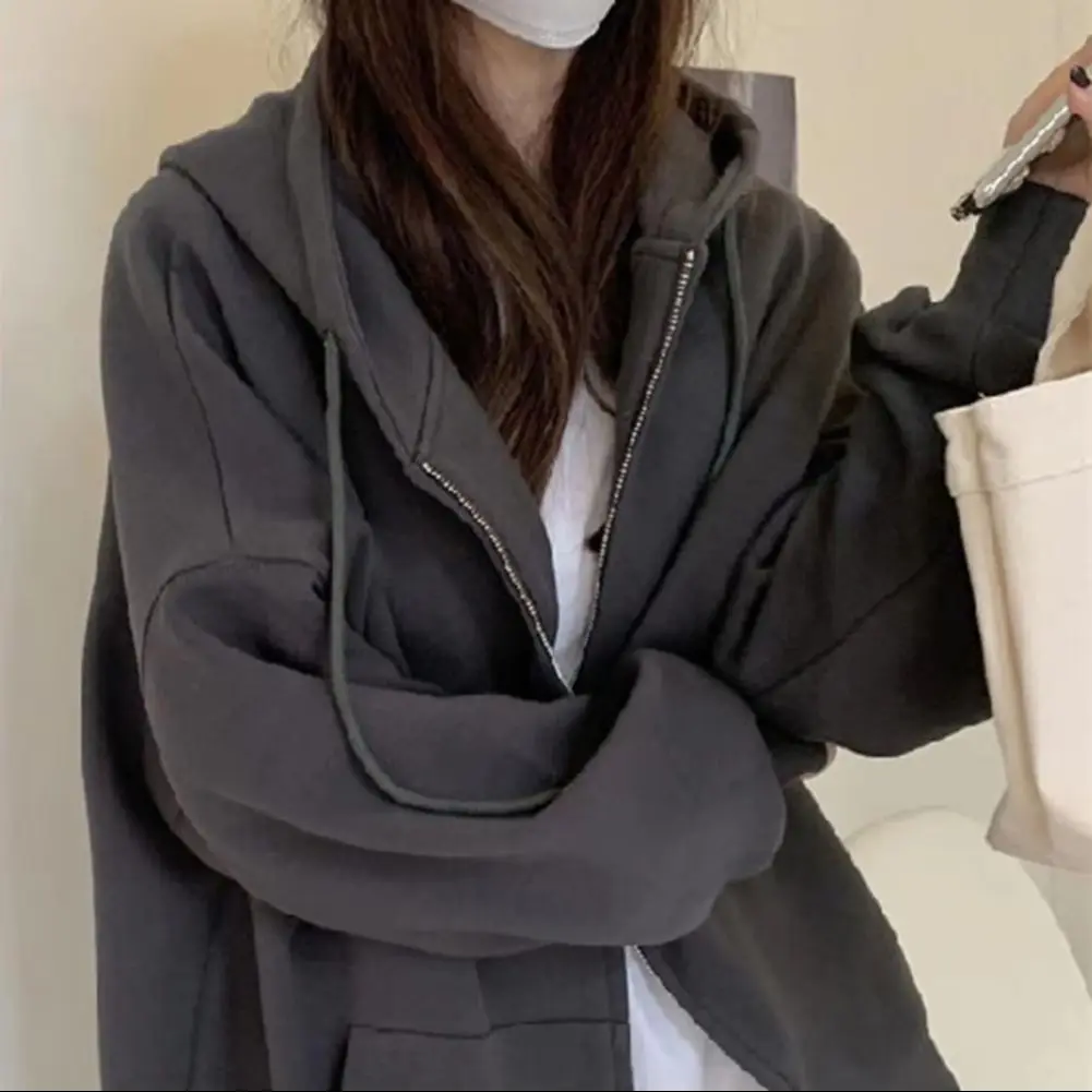 

2025 Autumn Ice Cream Color Hoodie Drawstring Women s Oversized Hoodies Full Zip Up Long Sleeve Sweatshirt Winter Outwear