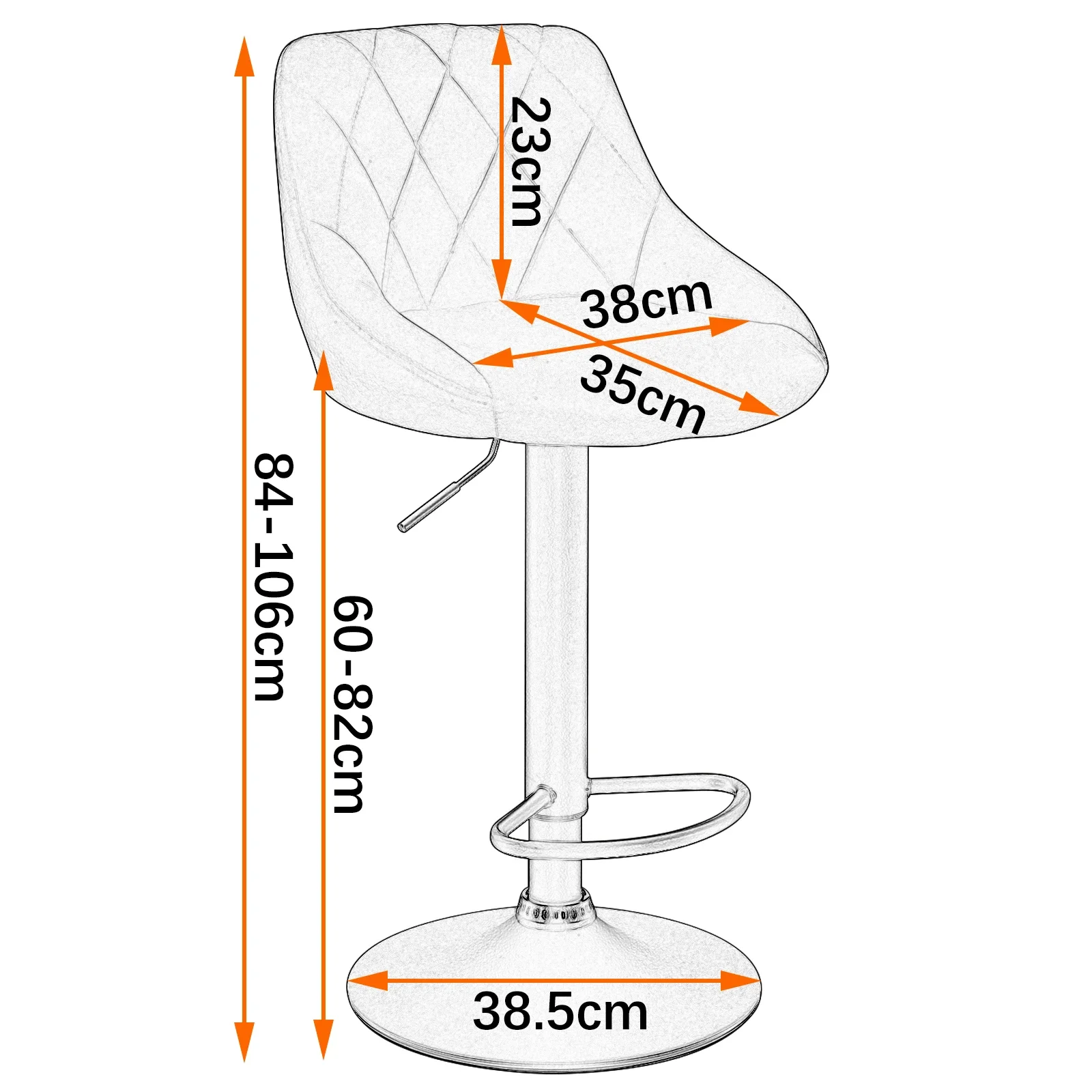 1PC Sedia da bar girevole regolabile in altezza Sgabello da bar girevole in pelle/velluto Sgabello alto sollevabile con poggiapiedi per la
