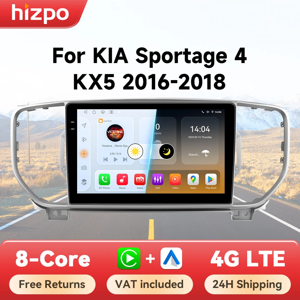 Hizpo 2din Autoradio Für Kia Sportage 4 QL 2016-2018 4G Auto Radio Multimedia Player GPS AI Stimme drahtlose CarPlay Android Auto