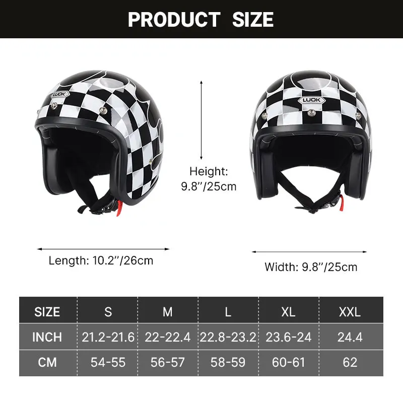 Classic Low Profile Open Face Helmet Casco 3/4 Retro Motorcycle Helmets DOT Approved Four Seasons Motorbike Helmet for Men