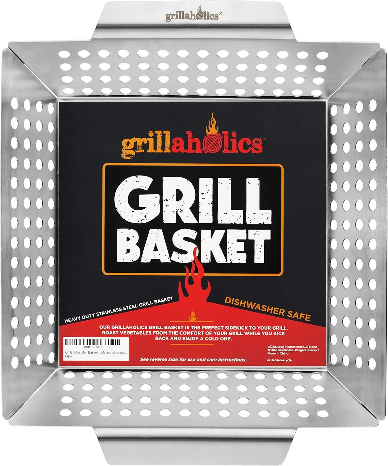 Grill Basket for Outdoor Grill - Durable Premium Stainless Steel Vegetable Grill Basket - XL Family Size BBQ Grill Basket - Perf