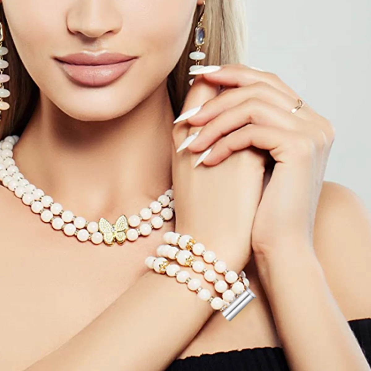 8 Pcs DIY Necklace Connector Pearl Buckle Bracelet Gold Silver Alloy Jewelry Layered Miss