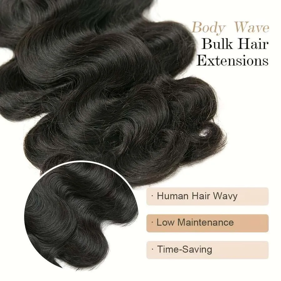 24 Inch Body Wave Braiding Hair 65g One Bundle/Pack Body Wave Bulk Human Hair for Braiding Unprocessed 15A Brazilian Human Hair Braiding Hair Extensions for Boho Braids Natural Black Daily Use Scfa1240ce6204b9da0176cefaa399bd4v