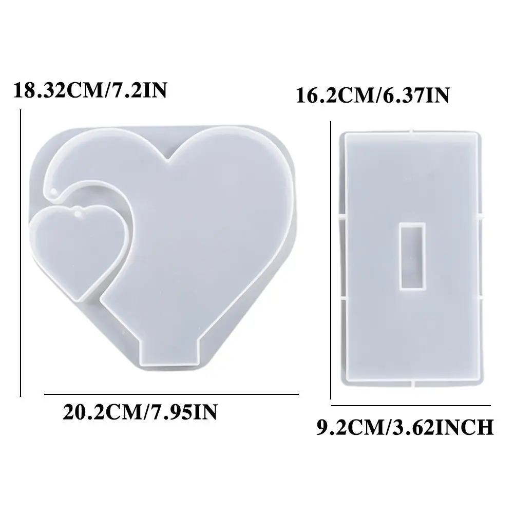 Photo Frame Silicone Mold With Base Semi-stereoscopic Love Splicing Epoxy Resin Casting Pendant Mold Suitable For Crafts