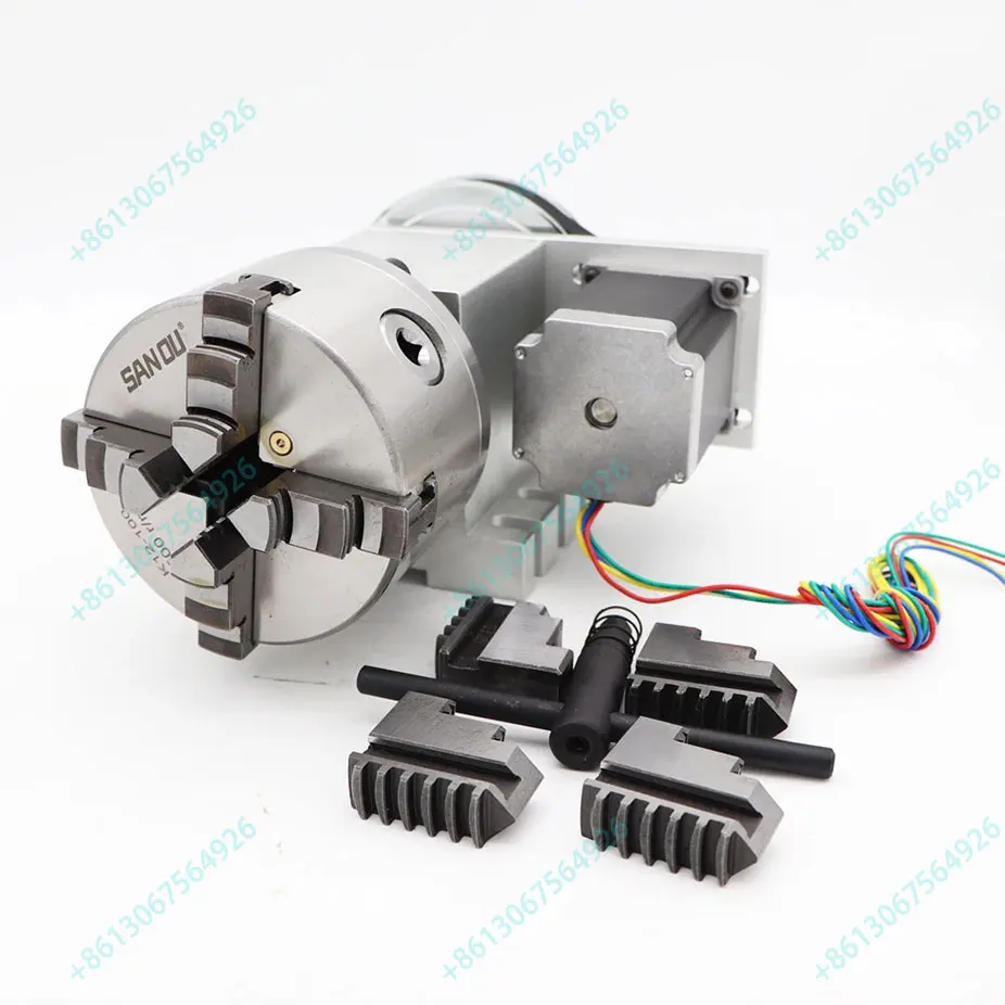 CNC Rotary Axis 4th Axis 3Jaw 4Jaw Chuck 80/100mm Center Height 65mm Activity Tailstock For CNC Router Engraver Milling Machine