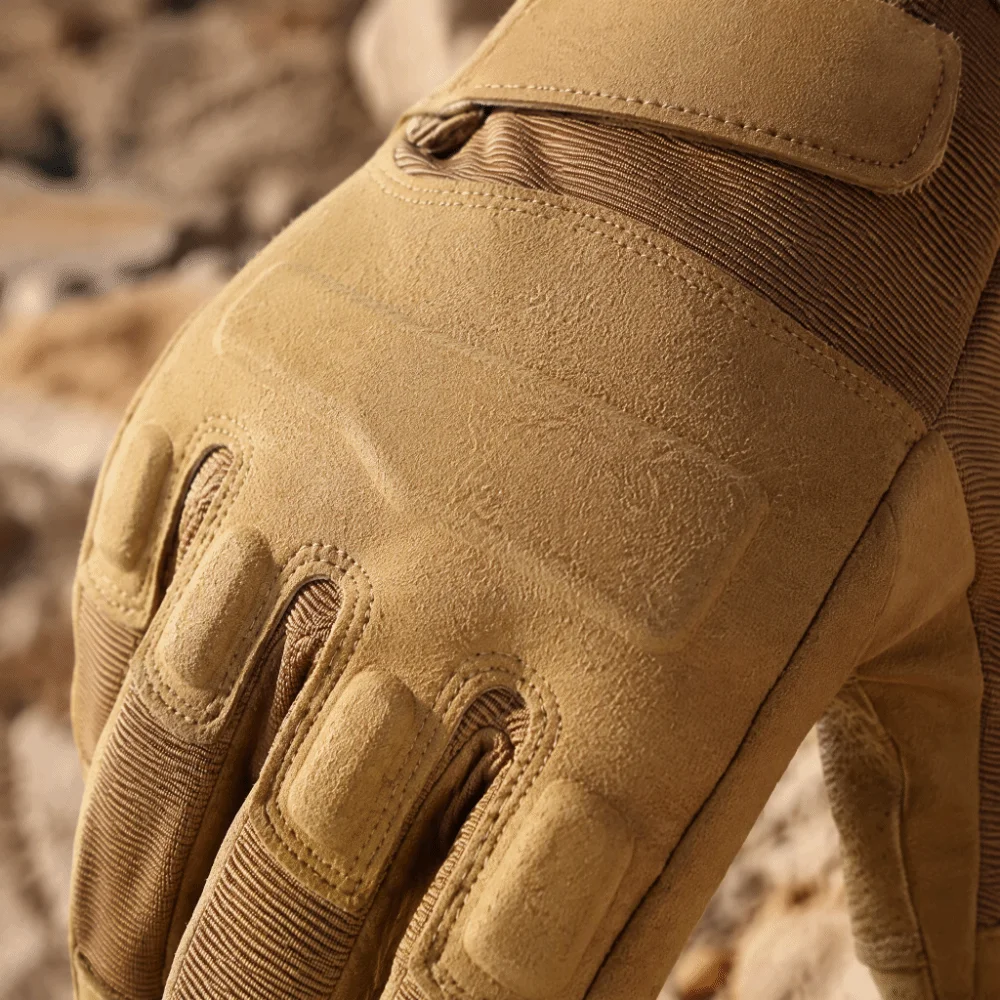 Durable Wear Resistant Full Finger Gloves Protective Hard Knuckle Cycling Gloves Anti Slip Outdoor Sports Gloves Rock Climbing