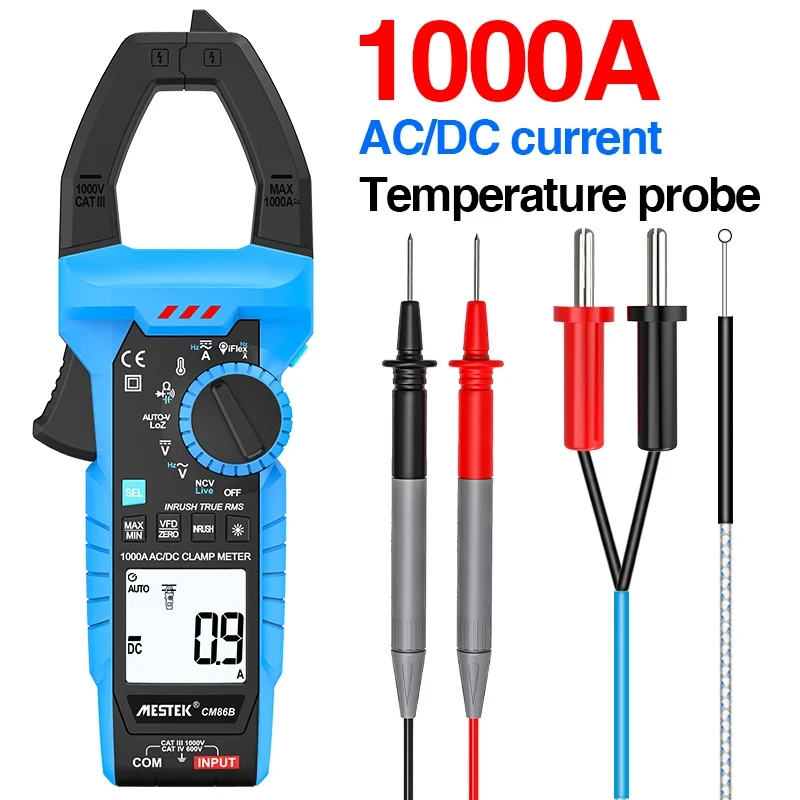 CM86 1000A DC/AC Current Digital Clamp Meter Auto Range Multimeter True-RMS High Precision Volt Temperature Hz Test Clamp Meter