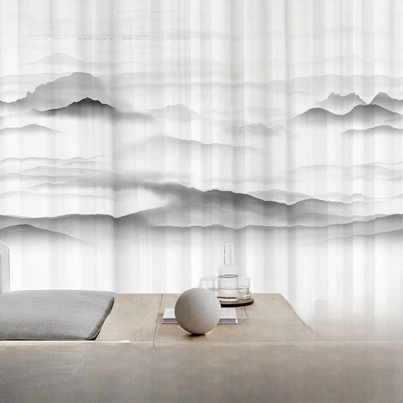 

Новые шторы в китайском стиле, однотонные, с пейзажным рисунком, для спальни, не пропускающие свет, для кабинета, балкона, разделительные, с крючками